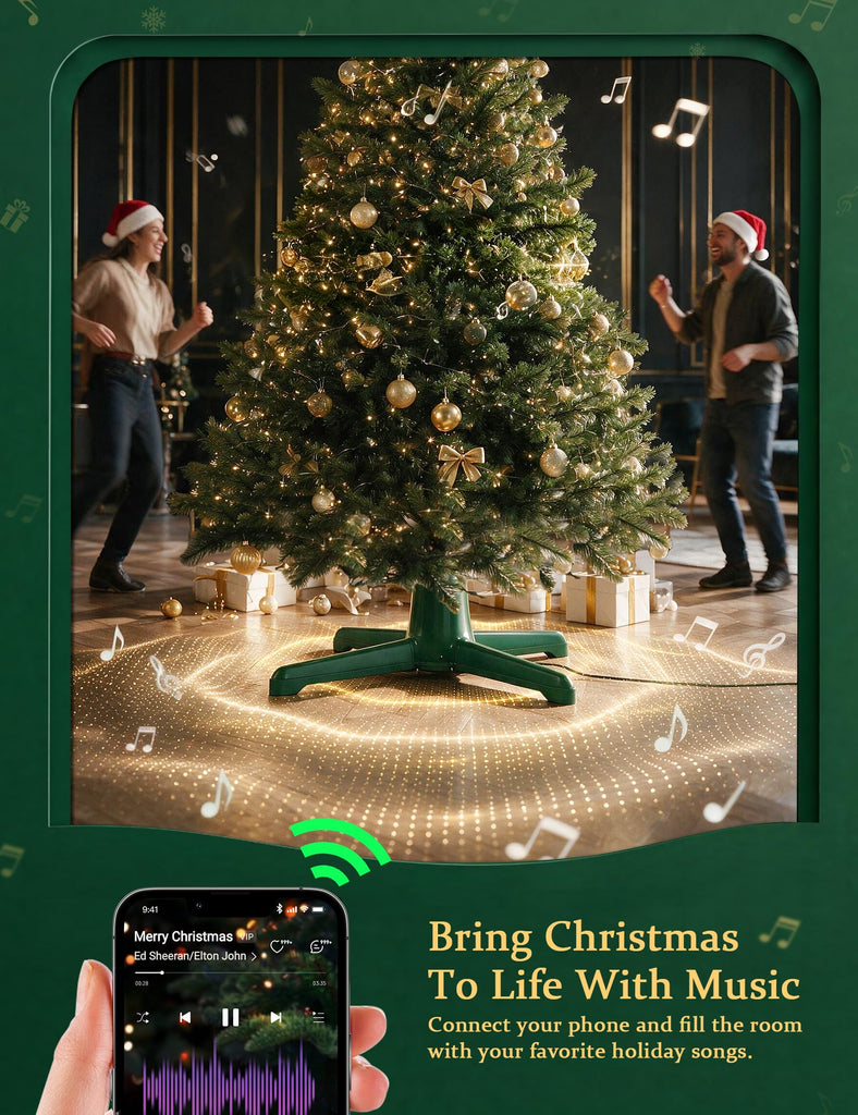 Musical Rotating Christmas Tree Stand, 360°, 9FT