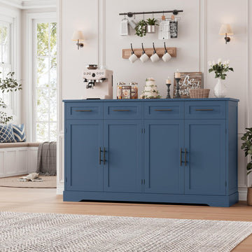 60" W Sideboard Buffet Cabinet with Storage, Kitchen Cabinet, Blue