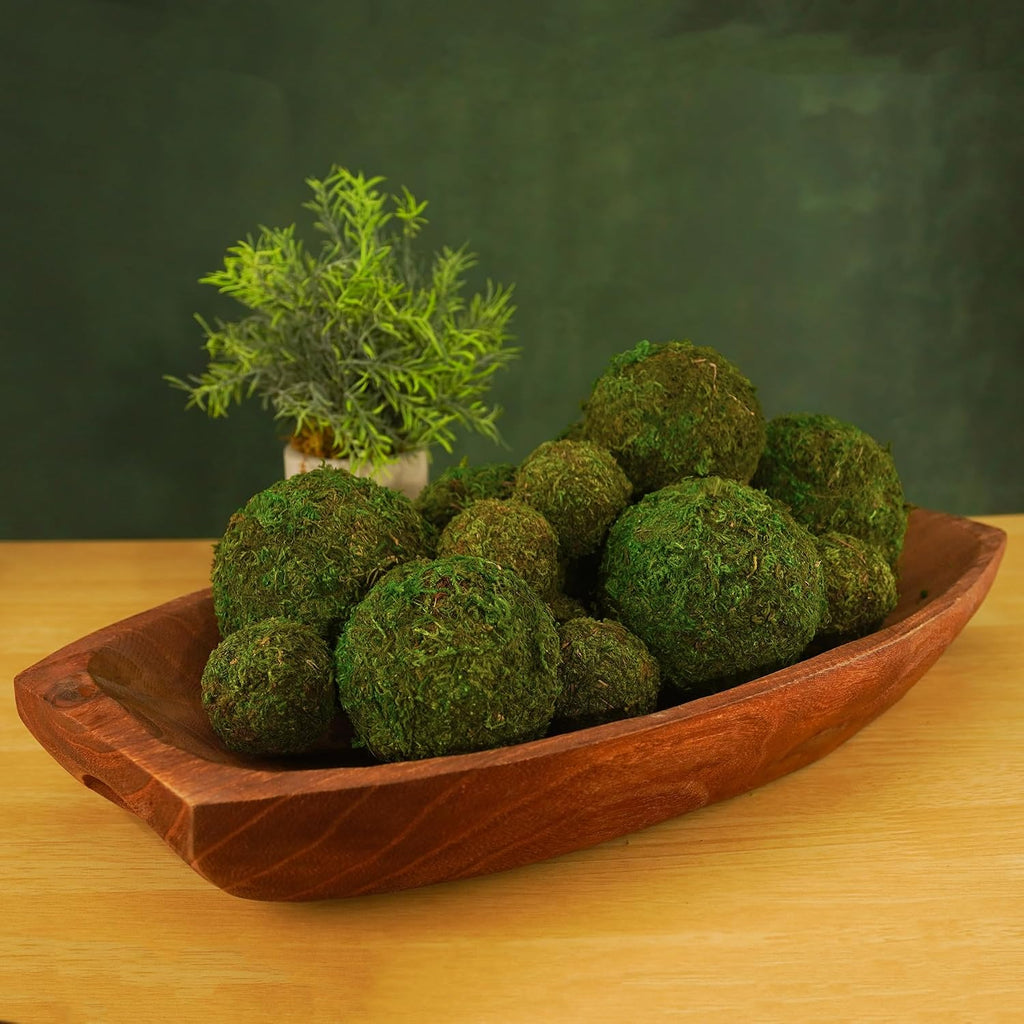 Decorative Moss Balls Set - Fake Moss Balls for Bowl Fillers, Centerpiece Decor, Home Decor, Vase Filler, Wedding - Set of 6