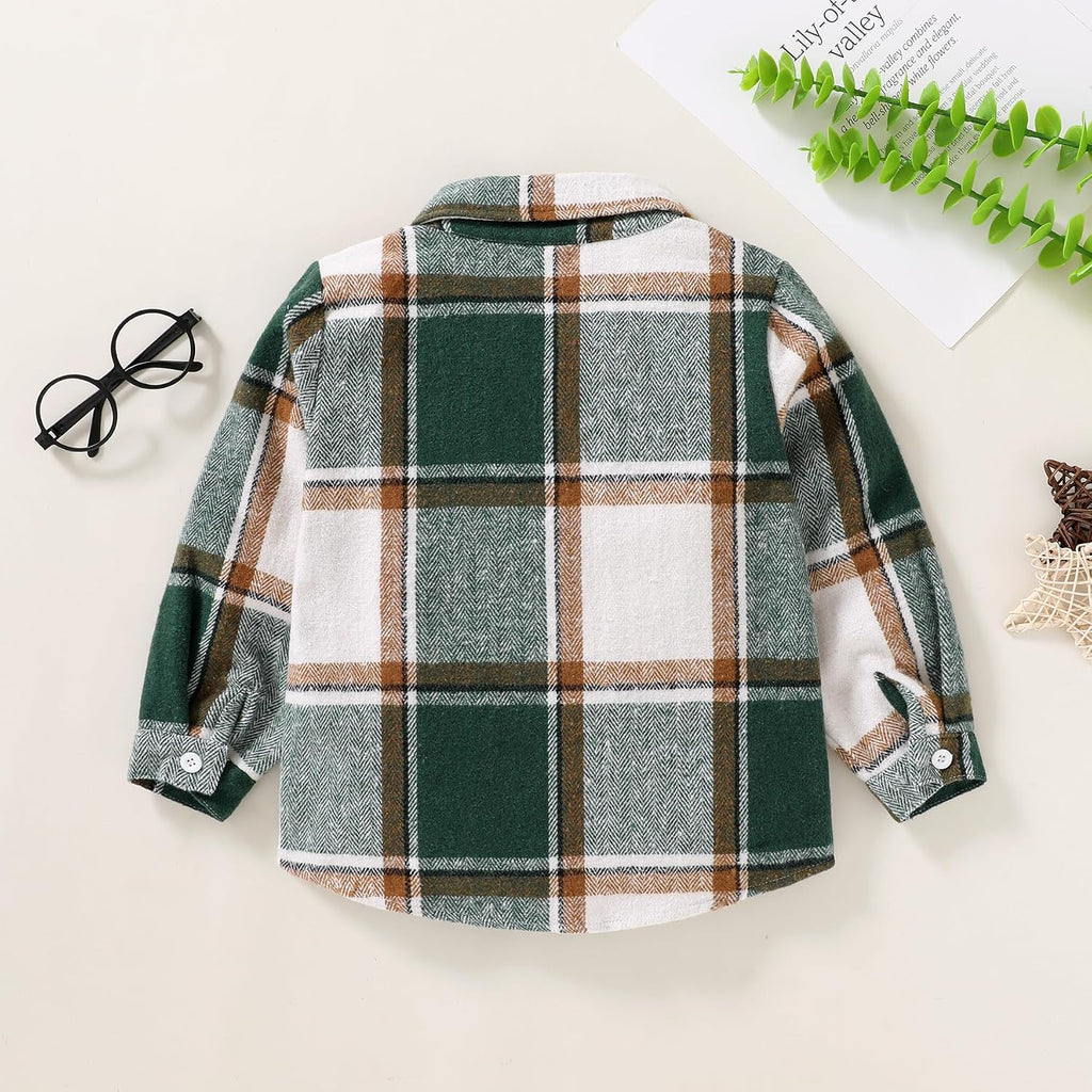 Toddler Flannel Kids Little Baby Boy Girl Long Sleeve Shirt