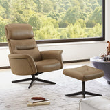 Modern Reclining Swivel Lounge Chair and Ottoman — Genuine Leather