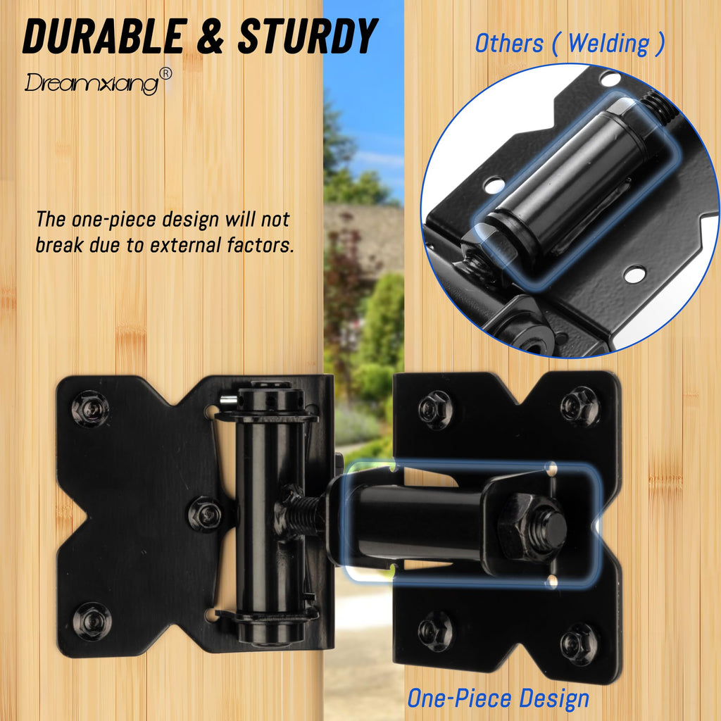 Heavy Duty Non-Weld Self Closing Gate Hinges Adjustable Hardware 2 Pack