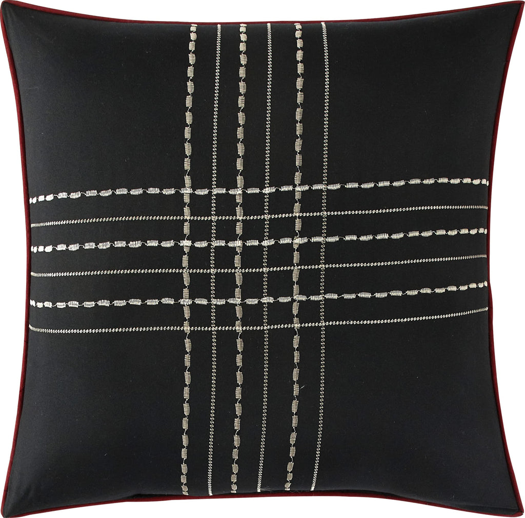 Startford Park Striped Comforter Set, 7 Piece, Black & Red, Bed, Jacquard & Clip Geometric All Season
