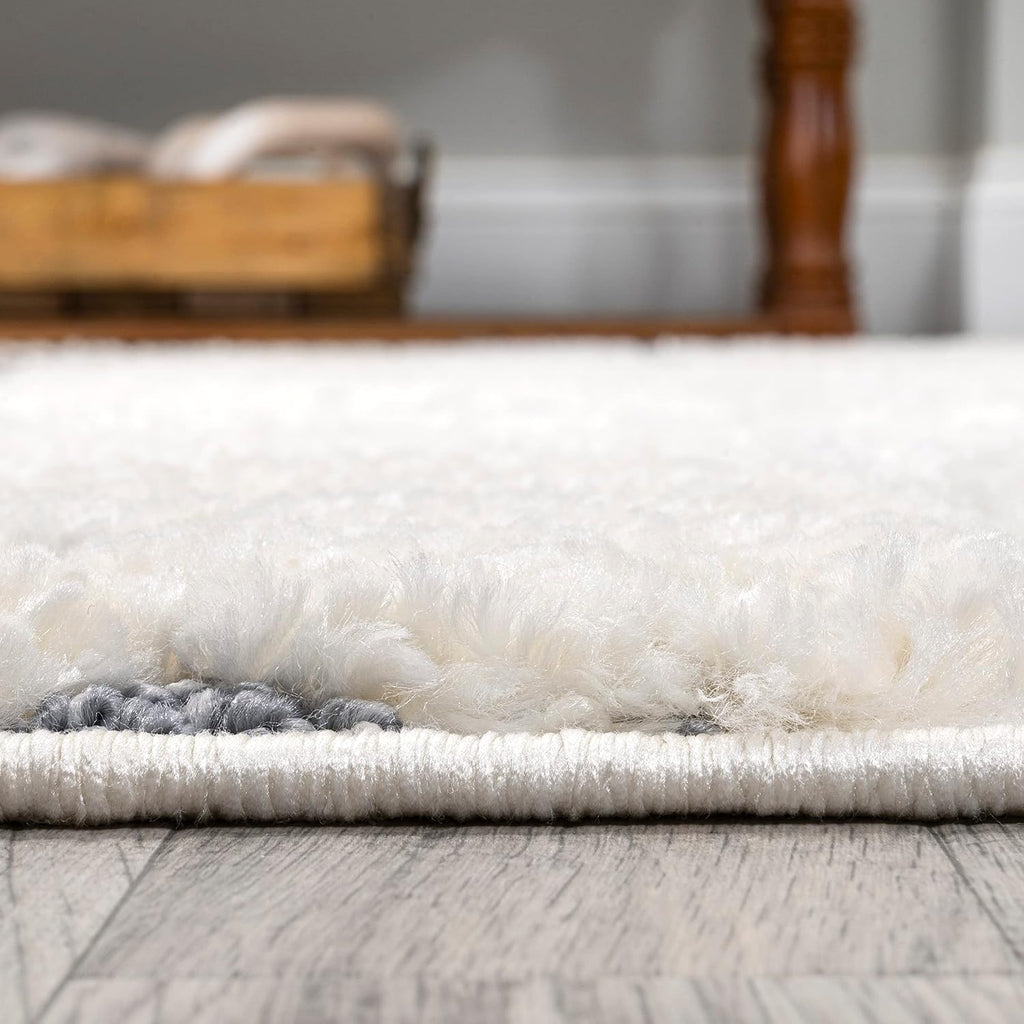 Trellis Plush Carved Multi/Cream Indoor Area Rug 4X6 ft, Pia Moroccan High-Low, Easy-Cleaning, High Traffic