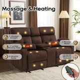 Power Reclining Loveseat, Massage Loveseat Recliner Sofa Home Theater Seating with Heat