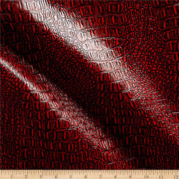 Faux Leather Gator Red/Black, Fabric by the Yard