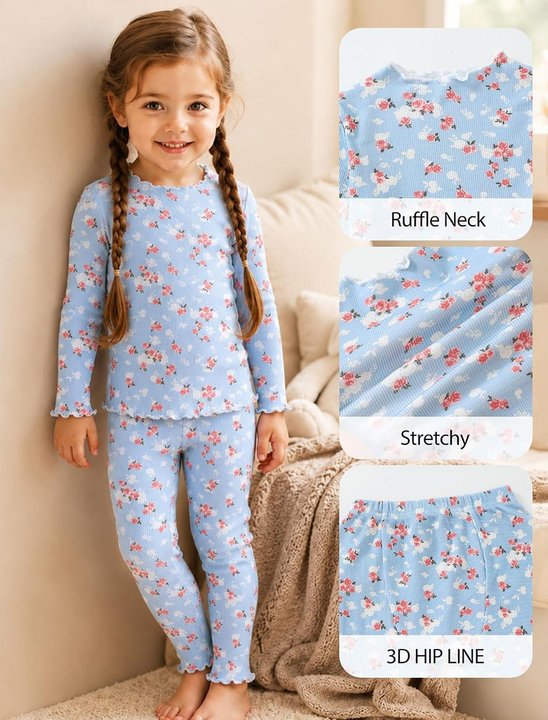Toddler Girls Pajamas Bamboo Viscose Long Sleeve Snug Fit 12M