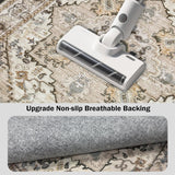 Boho Washable 2x10 Runner Rugs Beige Non Slip Low Pile Long Runner Rug, Stain Resistant Soft Faux Wo