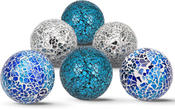 Decorative Ball for Bowls, 3.15inch Glass Balls(Mixed Color) - Set of 6
