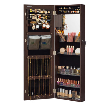 Jewelry Cabinet Armoire with Mirror, Wall or Door Mount