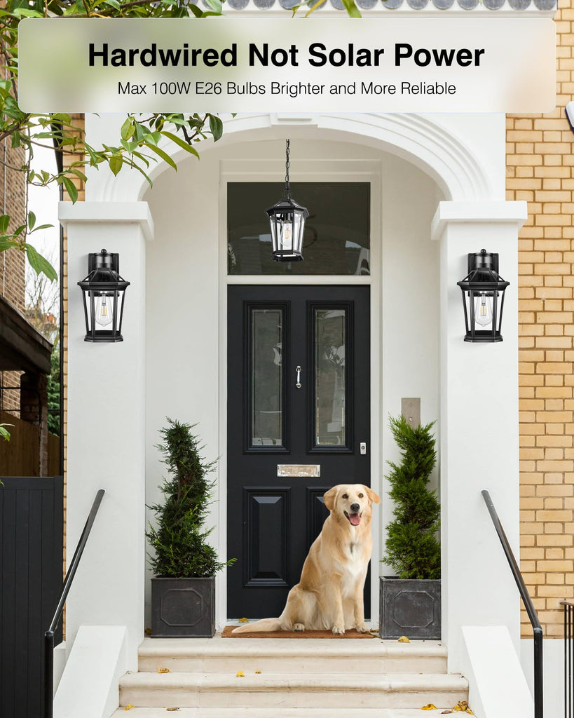 Outdoor Pendant Lights, Black Modern Hanging Outside Lantern
