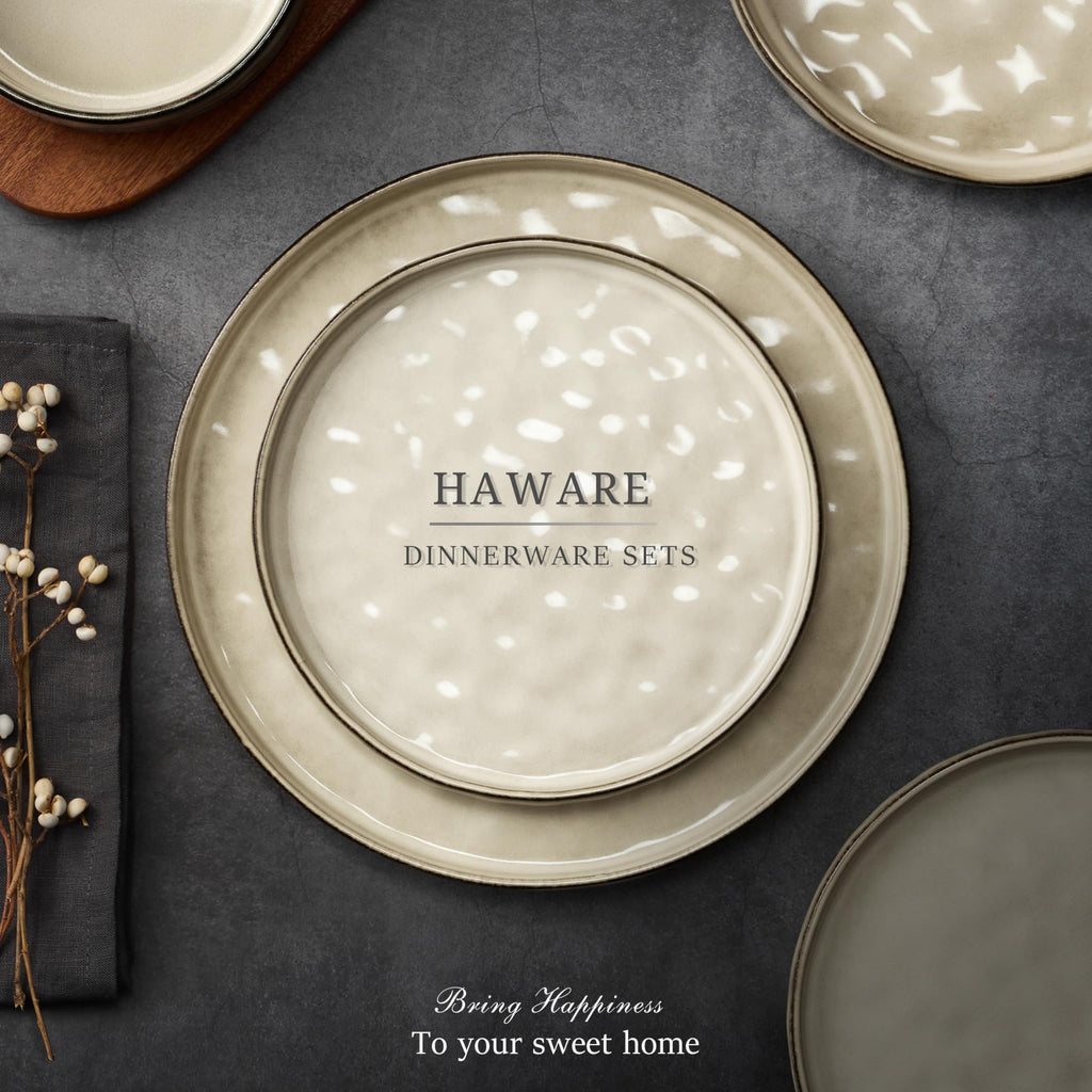 Dinnerware Sets, 18-Piece Plates and Bowls Set, Stoneware Dish Set for 6, Ceramic Dinnerware Restaurant, Chip and