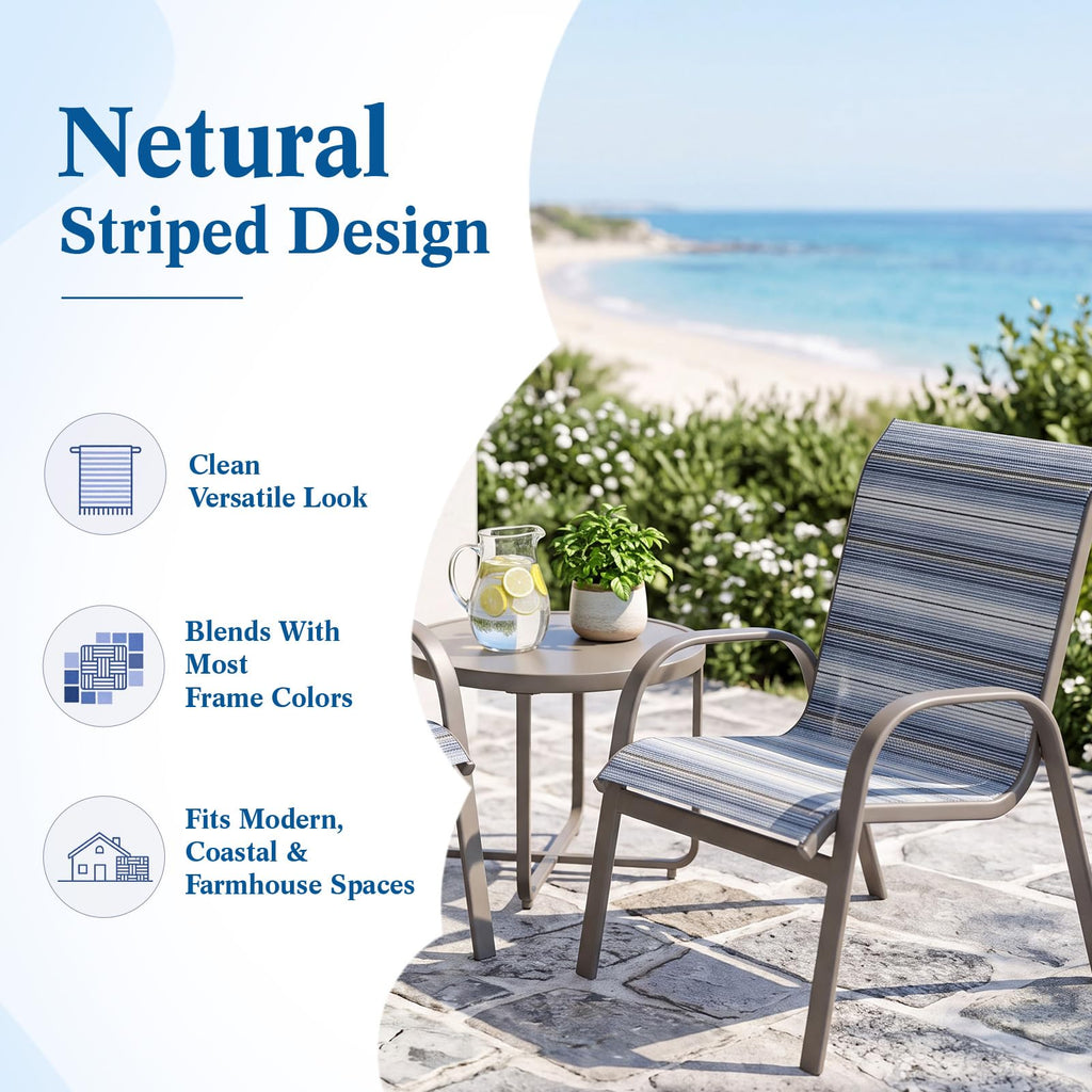 Patio Sling Chair Replacement Fabric by The Yard, 1.5 x 1 Yard, Blue Striped