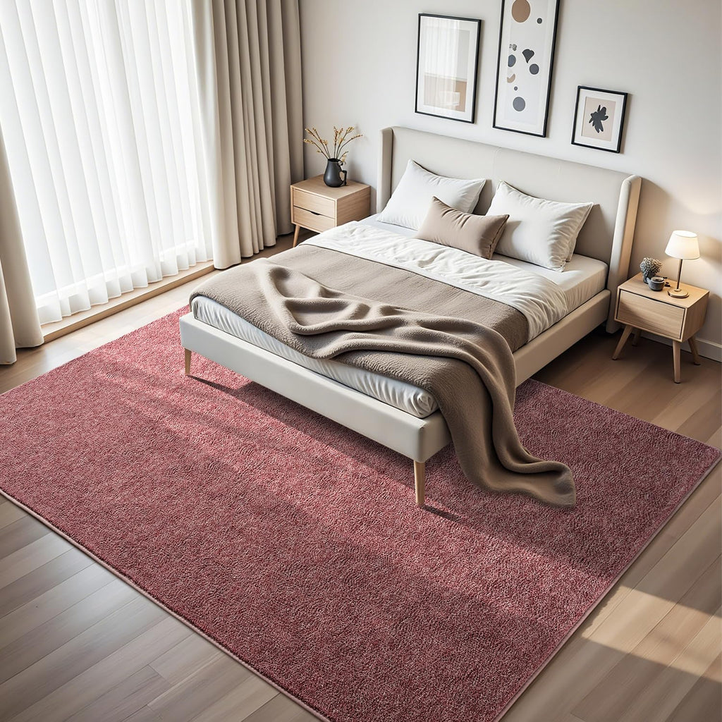 Area Rug 6x9, Washable Memory Foam Soft Modern Bedroom Solid Color Area Rugs, Low Pile Minimalist Non Slip Carpet
