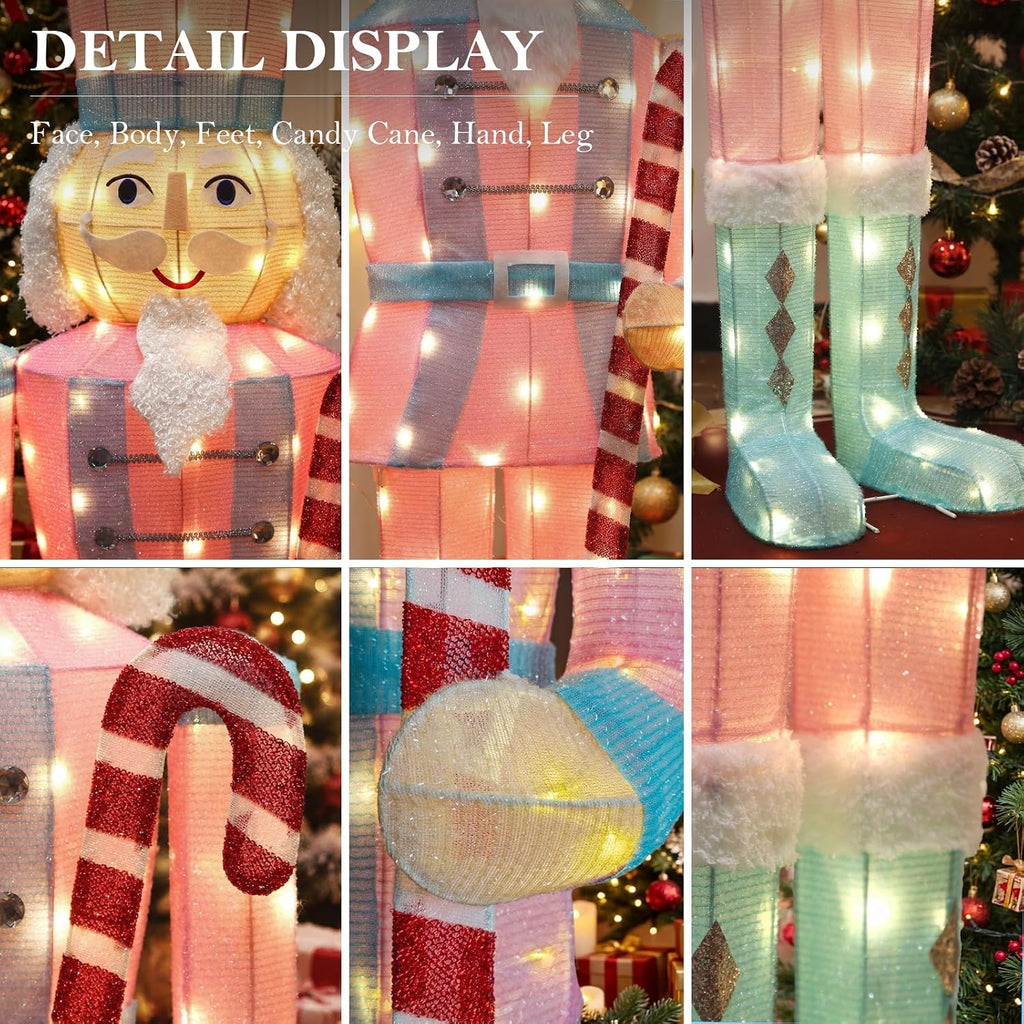 5FT Large Lighted Nutcracker Christmas Decoration Outdoor Pink