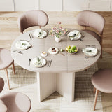 Extendable Dining Room Table for 4-6, Modern Kitchen Oval Dining Table with Large Storage, Round Expandable Kitchen