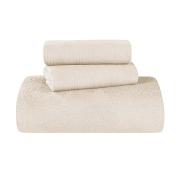 Cotton 3-Piece Bedspread Set, Home Bed Decor, Warm Bedding, 1 Oversized Bedspread, 2 Pillow Shams, Medium Weight
