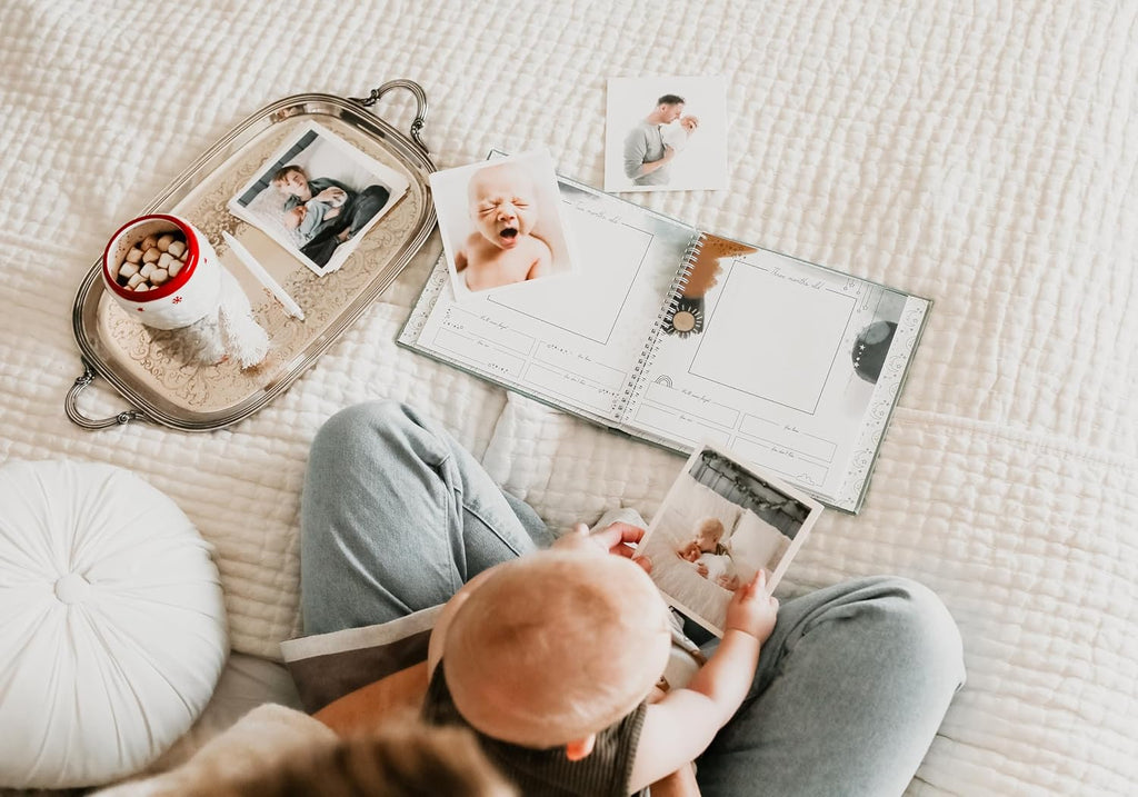 Baby Memory Book - Celestial Skies | Luxury Baby First Year Book & Photo Album | Gender Neutral Keepsake Journal