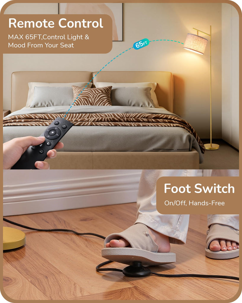 Gold Floor Lamp with Remote, Standing Lamp
