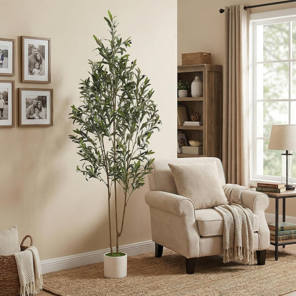 6ft Artificial Olive Tree with Green Moss