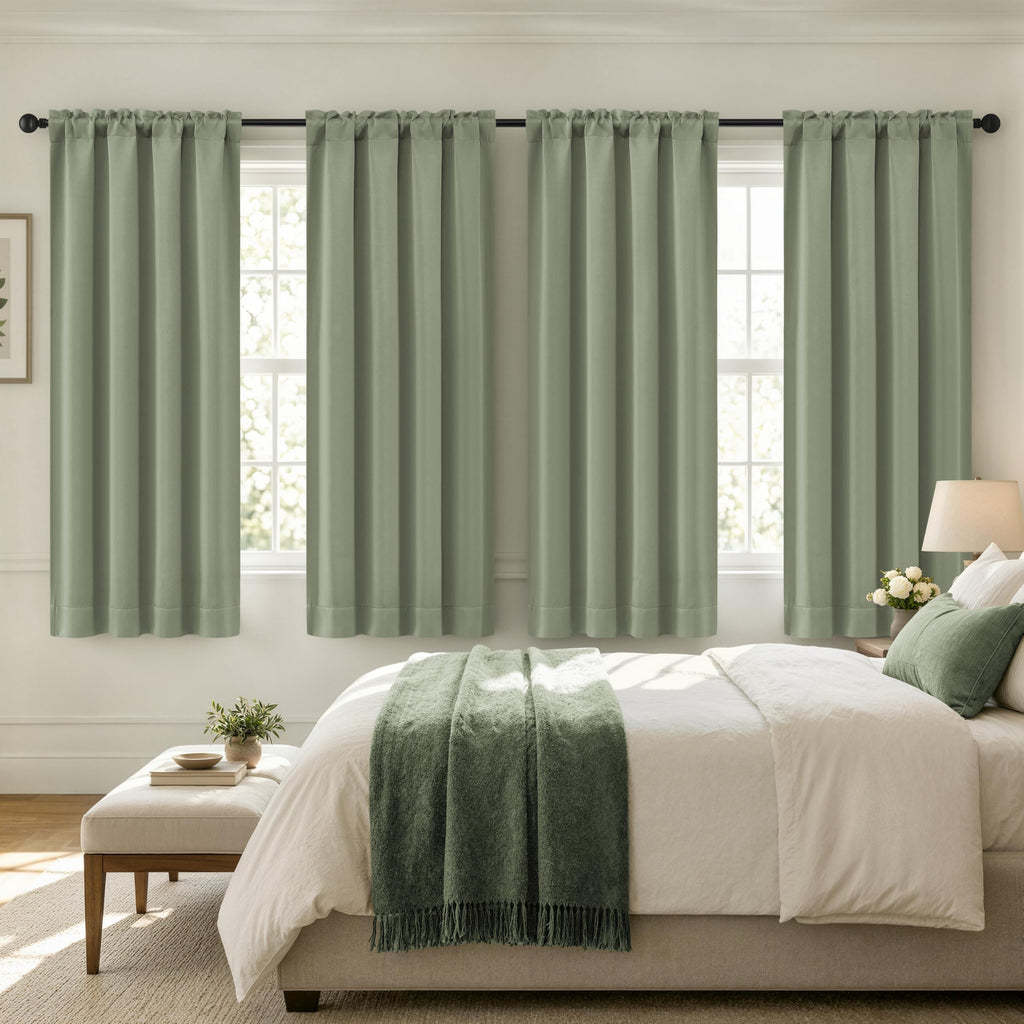 Sage Green Blackout Curtains 72 Inch Length 4 Panels