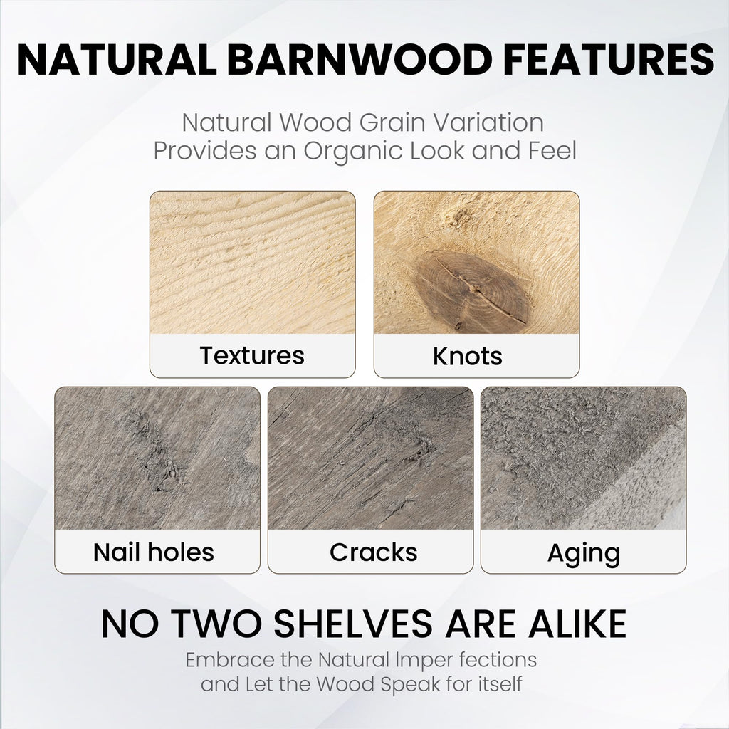 55 Inch Reclaimed Wood Floating Shelves for Wall, 8 Inch Deep Extra Long Rustic Farmhouse Shelf with Invisible