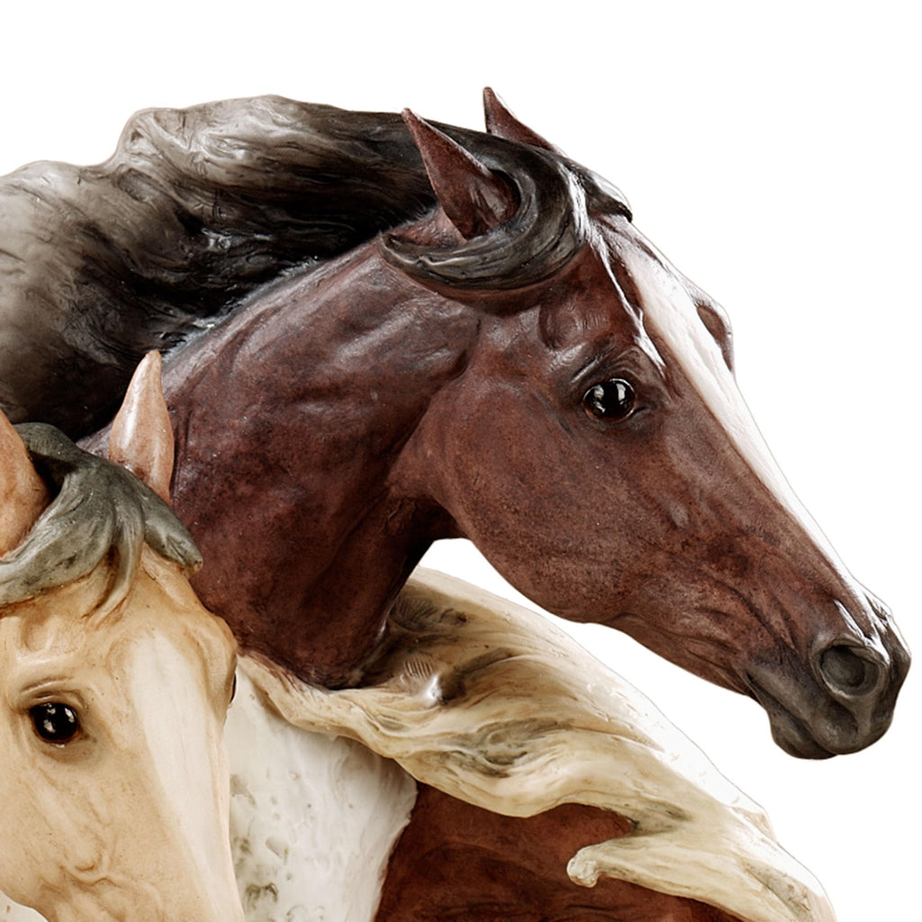 Wild at Heart Horse Sculpture - Resin - Brown, Black, Wheat - Horses Decor Head Bust, Bookshelf, Entryway, Foyer