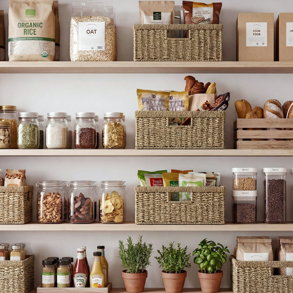 Wicker Storage Baskets for Shelves, Seagrass Basket, 1-Pack