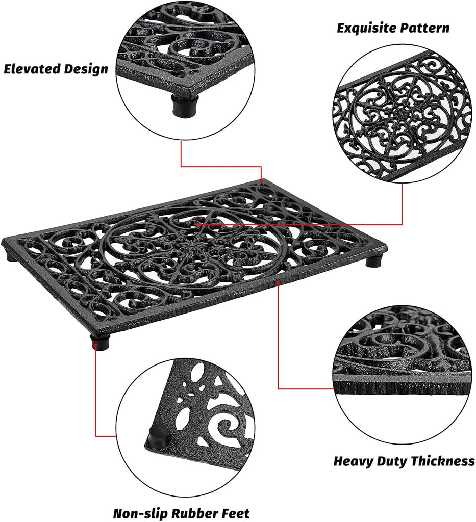Cast Iron Trivet Heat Resistant Trivets for Hot Pots and Pans - Set of 2
