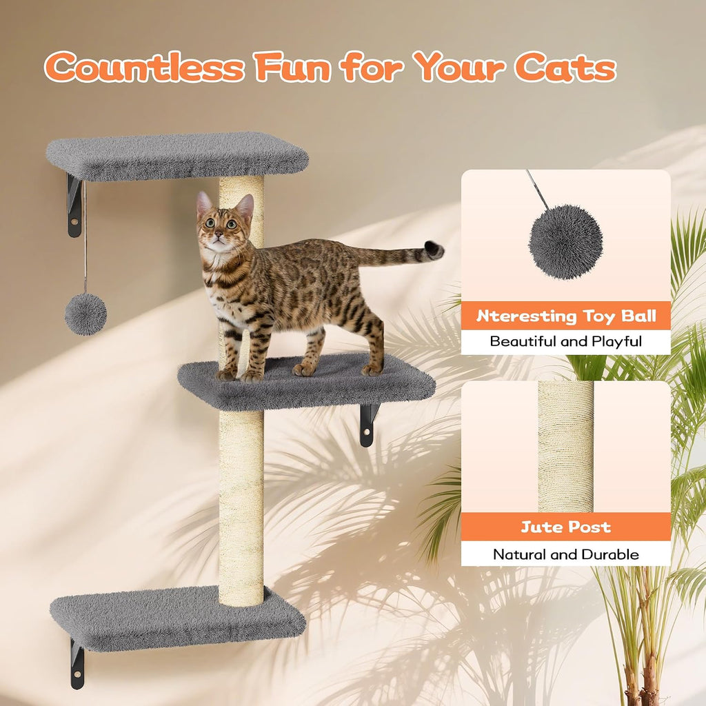 6-in-1 Wall Mounted Cat Climber Set for Heavy Cats, Wall Shelves, Stable & Safe Cat Furniture Set for Large Cats