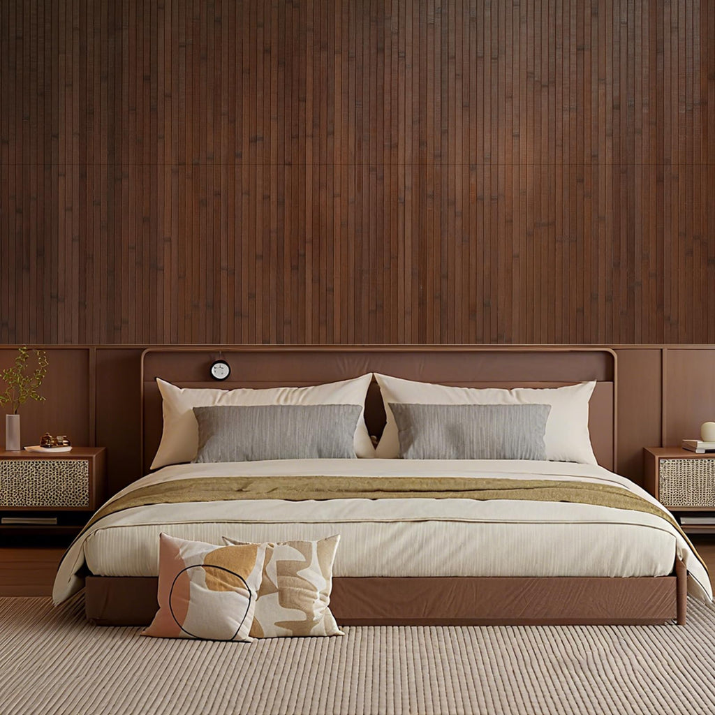 2-Pack Natural Bamboo Wall Panel, 96''x48'', Coffee