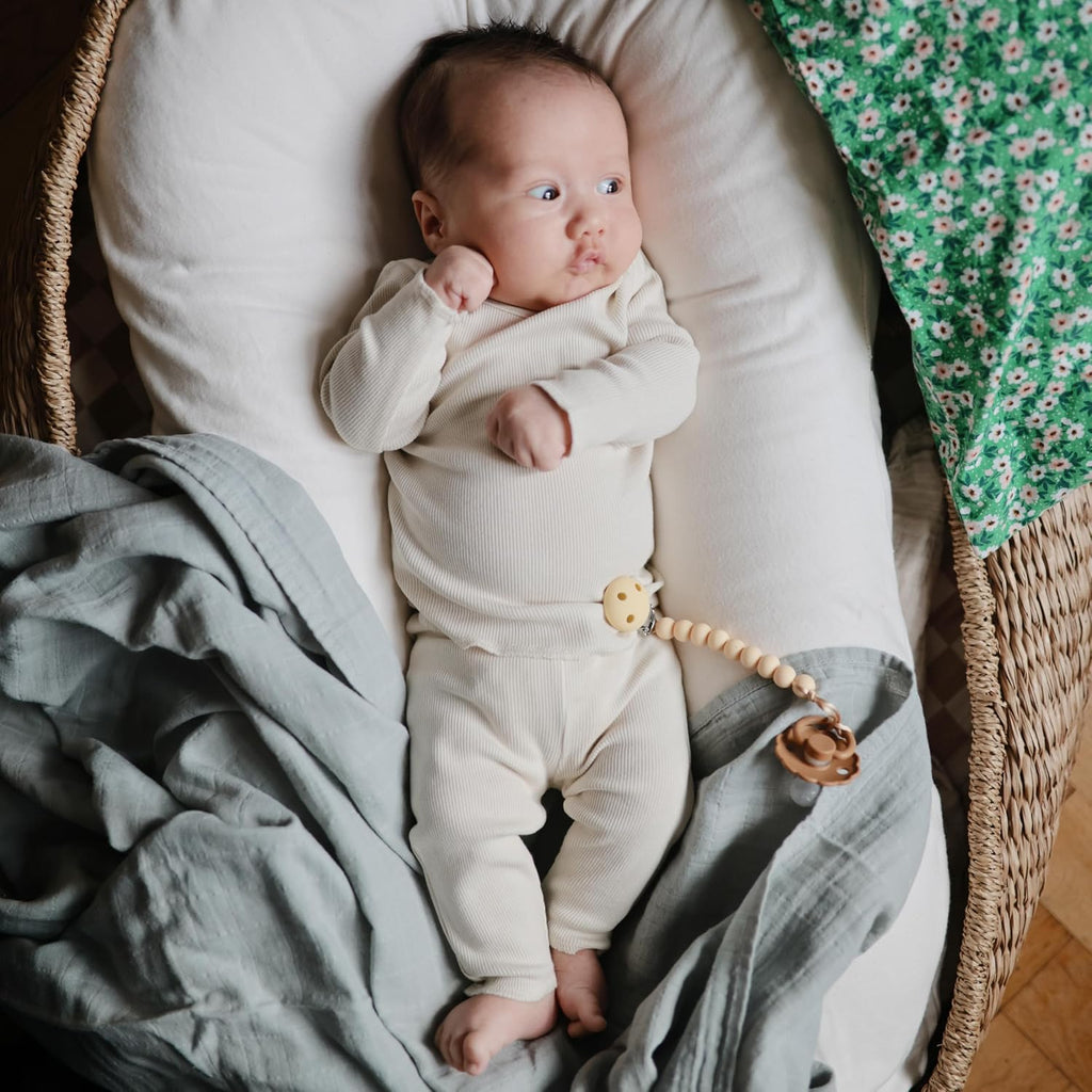 Muslin Baby Swaddle Blanket | 100% Organic Cotton (Blue Flowers)