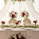 5-Arm Candle Centerpieces for Tables: Gold Metal Candle Holders, Vintage Candelabra Centerpieces, 20.3" Tall