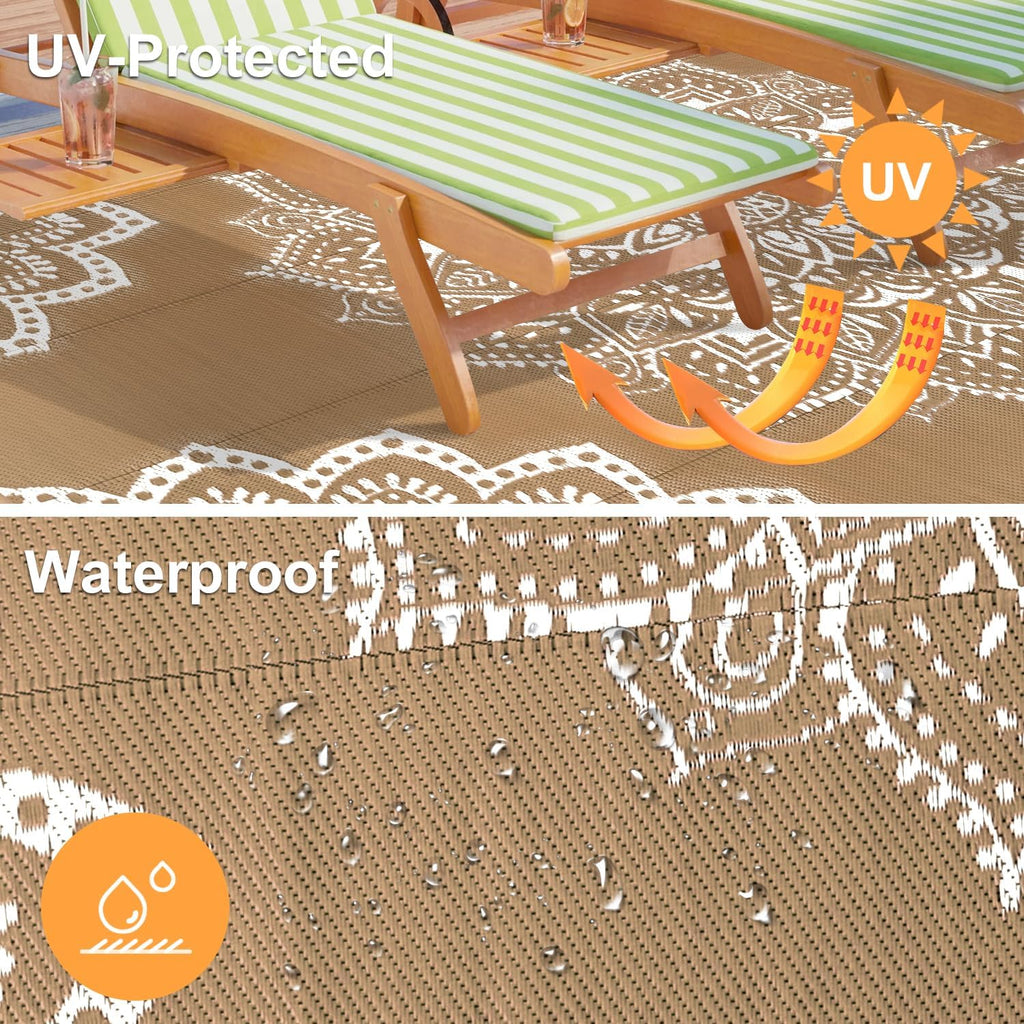 Waterproof Outdoor Rug, Reversible Plastic Straw Rug Clearance, Camping, RV Mat, Large Outside Rug Carpet for