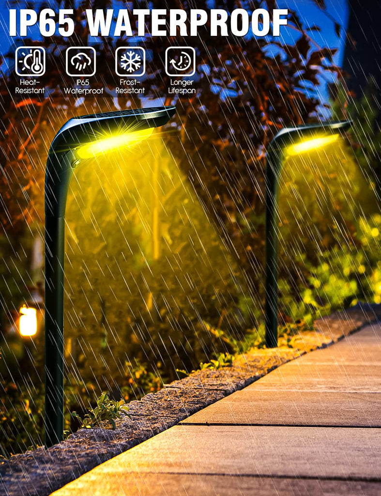 Solar Pathway Lights Outdoor 4 Pack - 150 LM High Bright Solar Lights Outdoor Waterproof IP65, Warm/Cool 2 Color