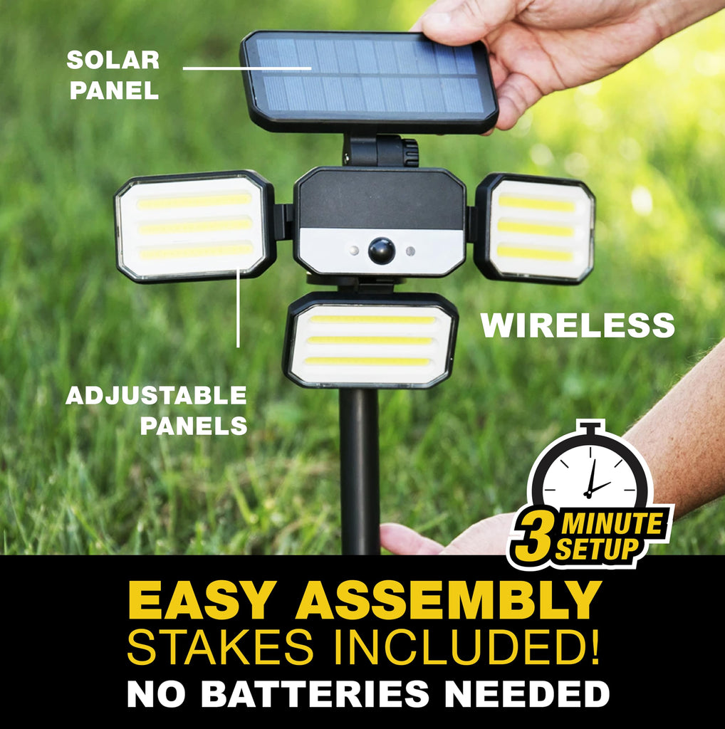 Bionic Floodlight Solar Light Outdoor Waterproof Patio Light Motion Sensor Outdoor Lights w/ Remote Control 3 Heads