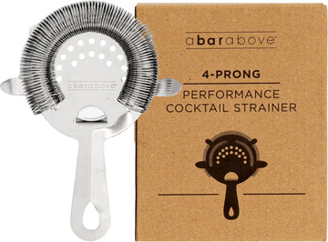 Cocktail Strainer, 4-Prong Bar Strainer with High Density Spring for Smooth Pouring, Fits Boston Shaker Tins
