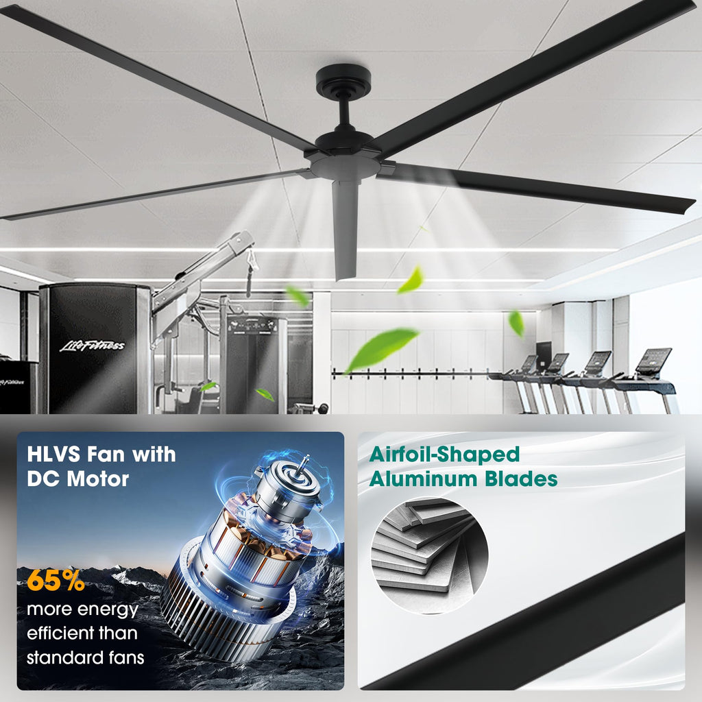 84 Inch Ceiling Fan No Light, Waterproof Ceiling Fan with Remote