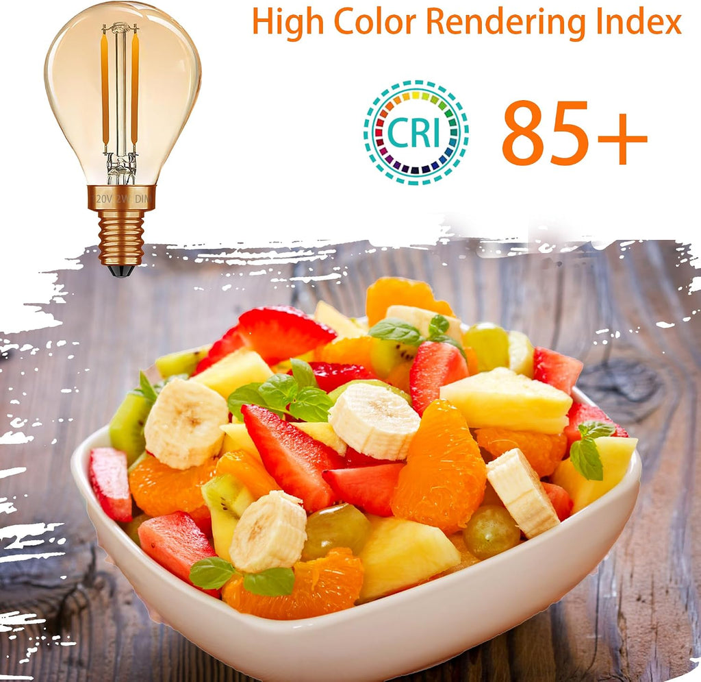 G45 Amber LED Light Bulbs 2W 120V E12 Dimmable Globe Decorative Light Bulbs 25 watt Equivalent Vintage Edison LED