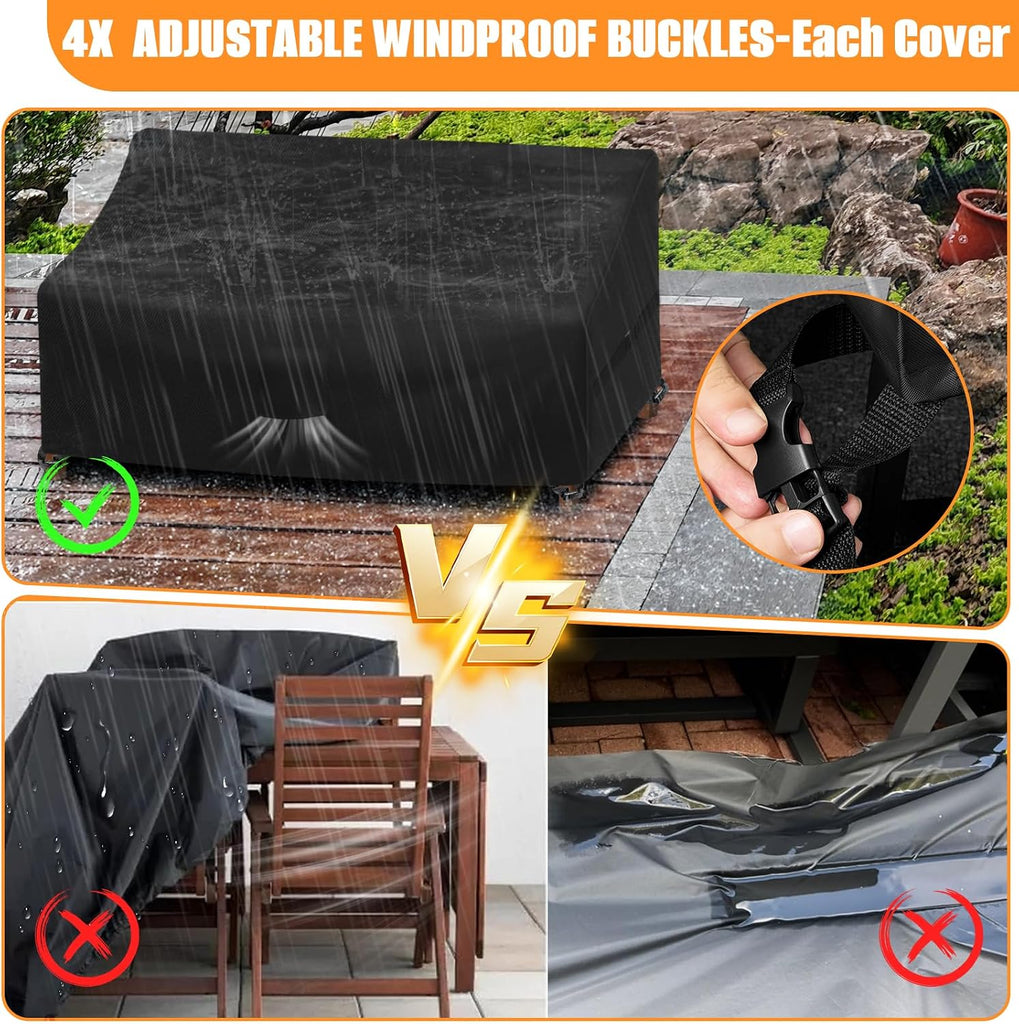 Patio Furniture Covers, Upgraded 420D Heavy Duty Oxford Fabric | 4-Piece Outdoor Veranda Patio Garden Furniture