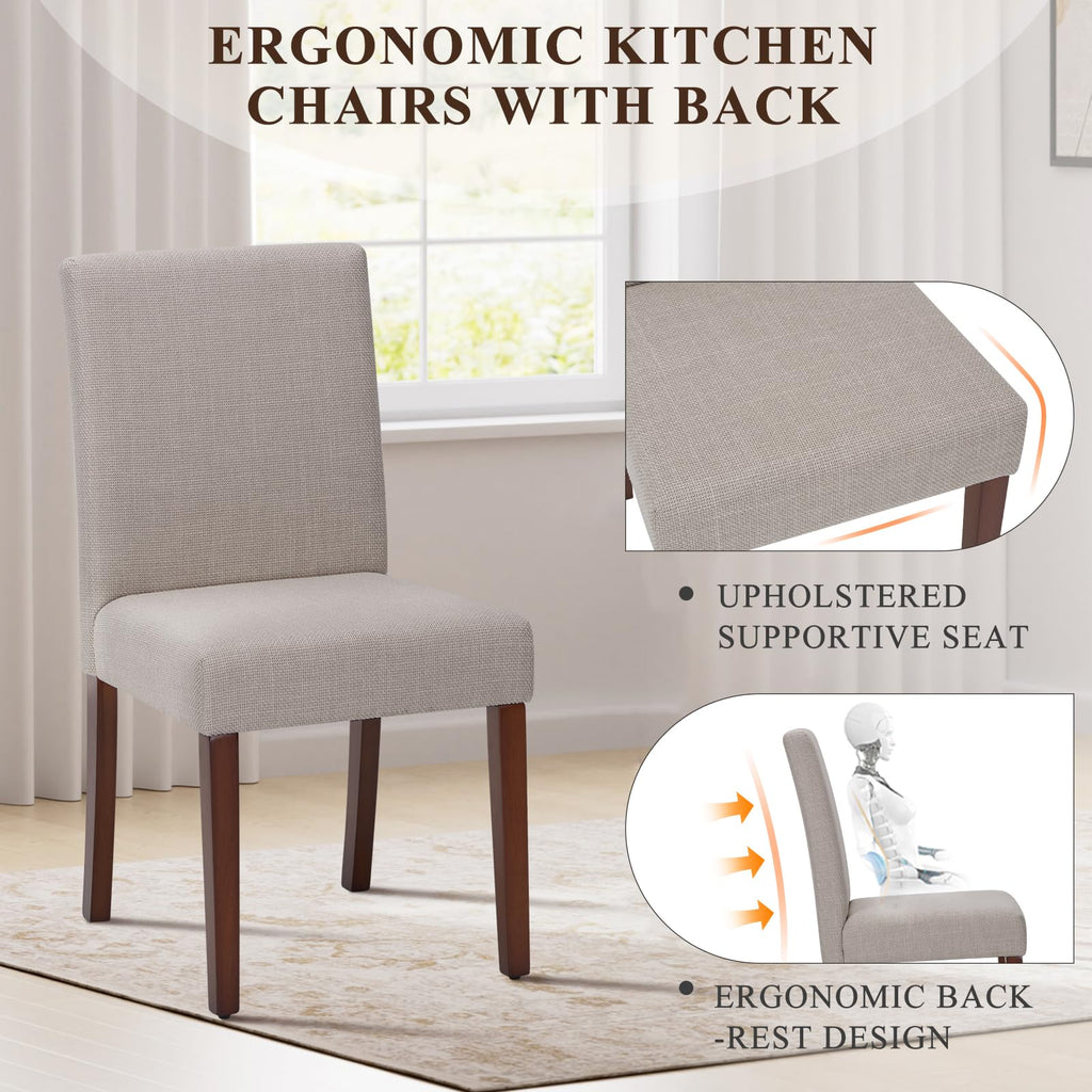 Upholstered Set of 2, Modern Fabric Dining Room Chair, Wooden Dining Chair, Kitchen Side Chairs, Farmhouse Dinner