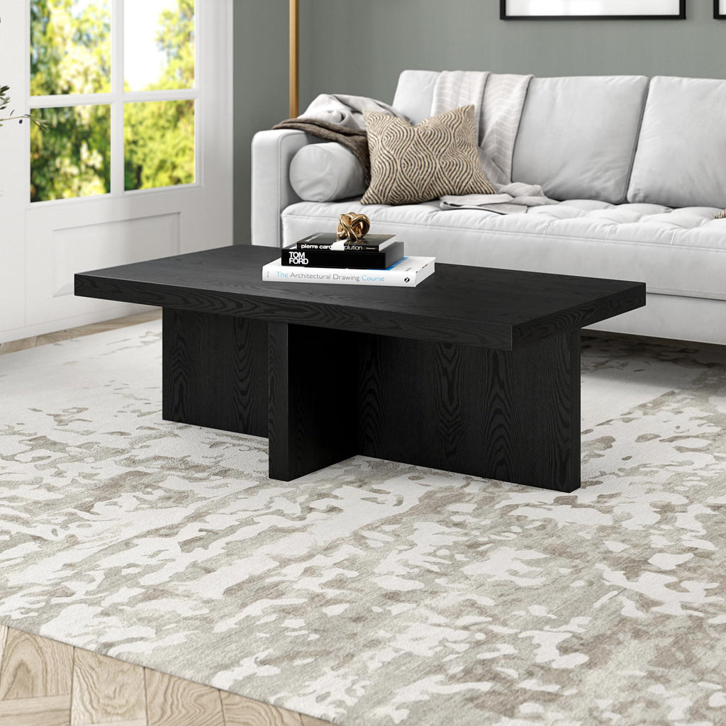 44" Scandinavian Coffee Table, Natural Black