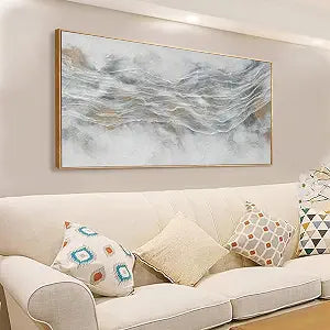 Abstract Wall Art Framed Home Artwork Decor Simple Modern Art Pieces With Gold And Gray Textures Modern Minimalist