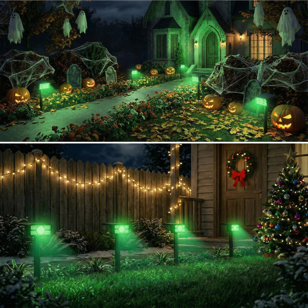 Green Solar Spot Lights Outdoor Waterproof, 4 Pack