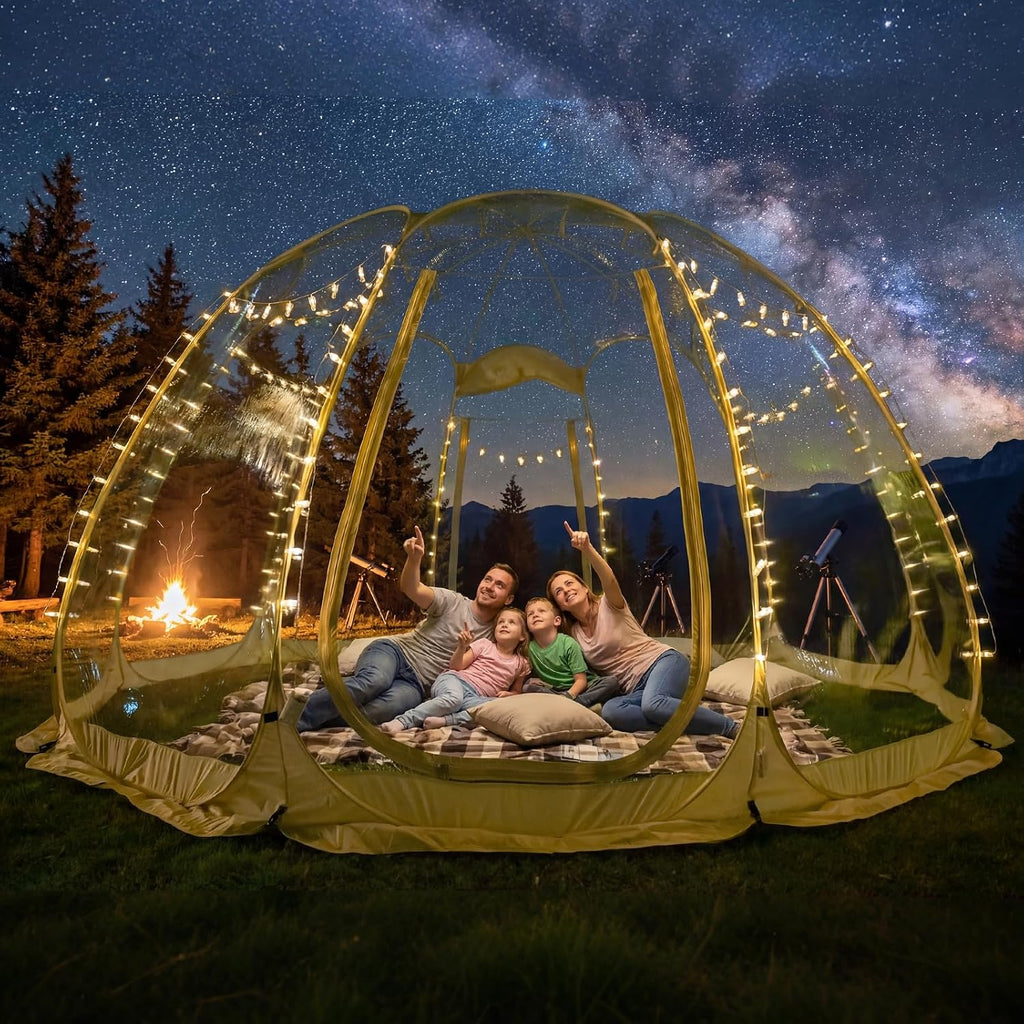 Pop Up Bubble Tent,15 x 15 ft Outdoor Greenhouse Clear Camping Shelters,8-12 Persons Igloo Tent,PVC 540°Degree Fully