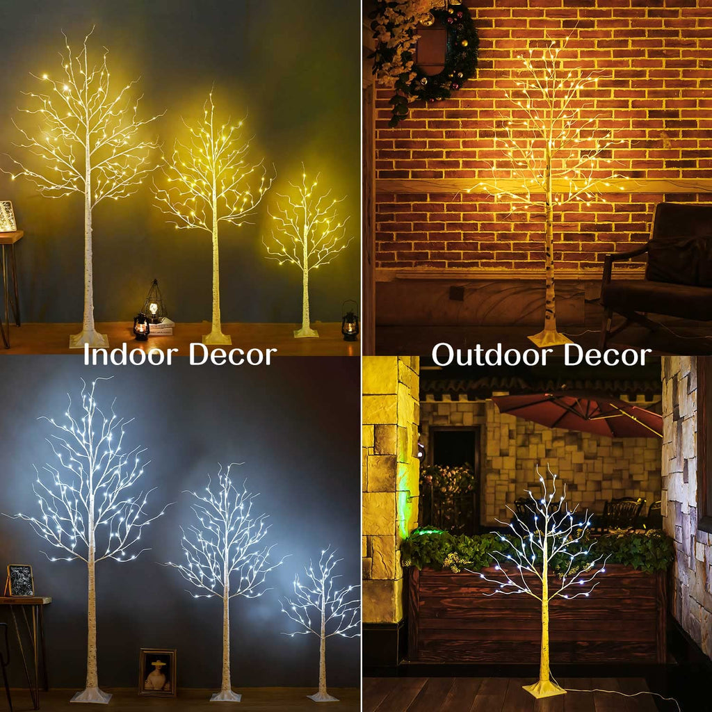Lighted Birch Tree, 8ft Birch Tree Lights, Large Artificial Twig Tree Light 9Modes Timer for Indoor Outdoor