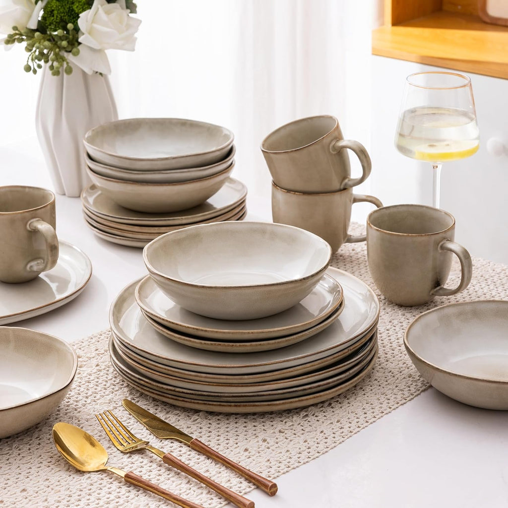 8.5'' Ceramic Pasta Bowls Set of 4, 36oz Large Stoneware Bowls Set | Large Dinner Serving Bowls Set, Wide Bowl Plate