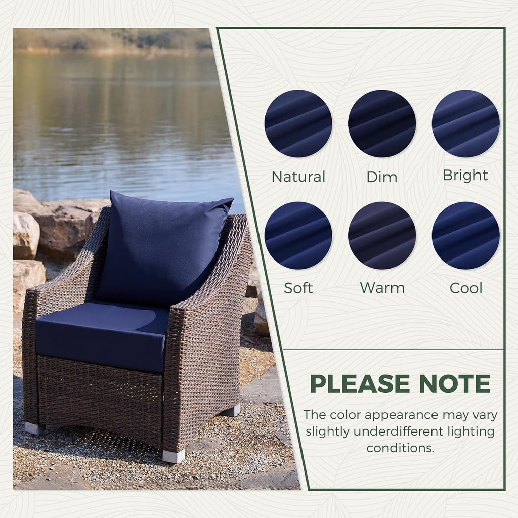 Outdoor Chair Cushions, Waterproof & Fade Resistant Patio Cushions | 24 x 24 x 5.75 In, Navy Blue, Removable Cover