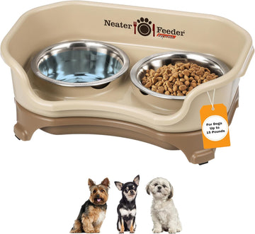 Feeder Express Mess Proof Dog Bowls Elevated for Small Breeds under 15 Lb, Made in USA, No Spill Raised Dog Food Bowl