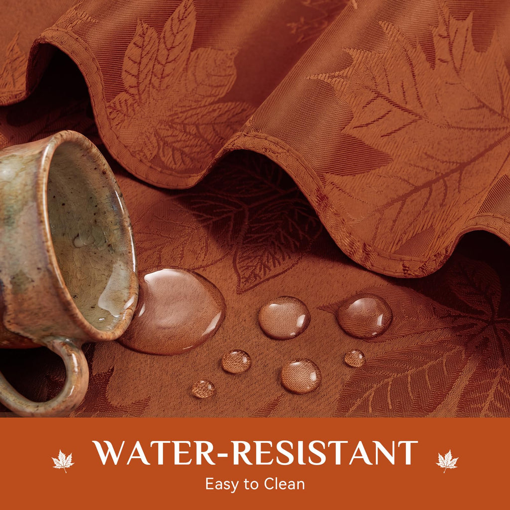 Fall Jacquard Rectangle Tablecloth, 60 x 120 Inch Rust